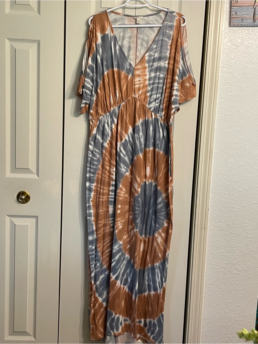 Cato Tie-Dye Dress in Rust and Slate